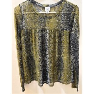 Peyton Jensen Woman's Top Snake Print Long Sleeve Women's Size S